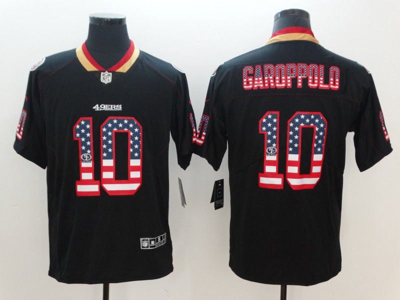 Men San Francisco 49ers #10 Garoppolo Nike USA Flag Fashion Black Color Rush Limited NFL Jerseys